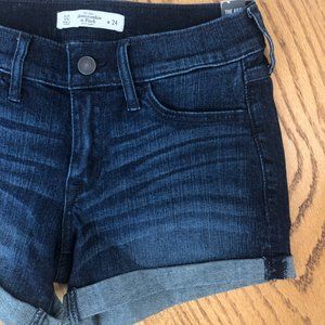 NWT- Abercrombie-24- dark wash low rise midi length shorts